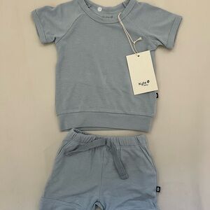 Kyte BABY Short Sleeve Two-Piece jogger set in Fog